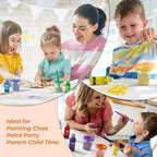 Nicpro Washable Paint for Kids, Kids Painting Set with Cups and Paintbrushes, 12 Vibrant Colors(2 oz), Non Toxic Washable Finger Paint for Toddlers Preschool Home School Children Art Painting Supplies