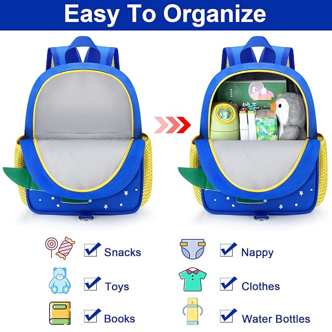 Accmor Toddler Backpack Leash, Cute Dinosaur Kids Backpacks with Anti Lost Wrist Link, Mini Child Bag Tether Baby Walking Harness Wristband Protection Rope for Boys Girls Aged 1-3 to Travel Outdoor