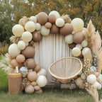 RUBFAC 129pcs Sand White Balloons Different Sizes 18 12 10 5 Inches, Cream Beige Latex Balloon Garland Arch for Birthday Party Graduation Wedding Anniversary Baby Shower Decoration