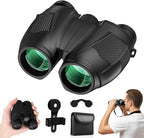 12x30 Compact Binoculars for Adults and Kids, High Power Lightweight Small Binoculars with Phone Adapter for Cruise Ship Hiking Bird Watching Sports Safari Viewing Football Sports Concert