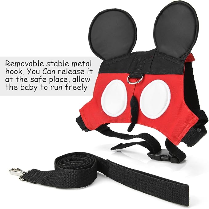 Toddler Leash & Harness, Child Anti Lost Leash Baby Cute Safety Harness Belt Strap Hold Kids Close While Walking For Boys and Girls(Red)