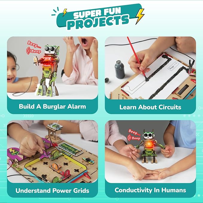 Smartivity Electro Play Lab for Kids Ages 8-14 I Electricity Kit with 9 Circuits Experiements & DIY Robot - Light & Sound Effects | STEM Science Project Kit | Birthday Gift for Boys & Girls