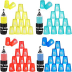 yeesport 48 PCS Sport Stacking Cups, Sport Training Game for Challenge Competition, Plastic Stacking Cups, Classic Family Game for Youth and Adults, Red+Blue+Green+Yellow