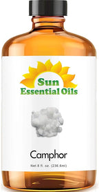 Sun Essential Oils – 8 oz Camphor Essential Oil with Dropper for Diffuser, Skin, Aromatherapy Massage, Humidifier, Crisp Scent for Candle, Lotion & Soap Making, Room Fragrance