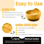 Baby Led Weaning Supplies, 17 Piece BPA-Free Silicone Feeding Set, Eating Essentials Baby Utensils with Suction Plate and Bowl, Pocket Bib, Sippy Cup with Lid, for 6+ Months, Yellow