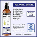 pureSCRUBS Ultra Moisturizing Unscented Body Oil Spray for Dry Skin, Massage, Stretch Marks, Organic Super Blend of Jojoba, Argan, Coconut, Sweet Almond & Avocado Oils Enriched with Vitamin E, Lg 4oz