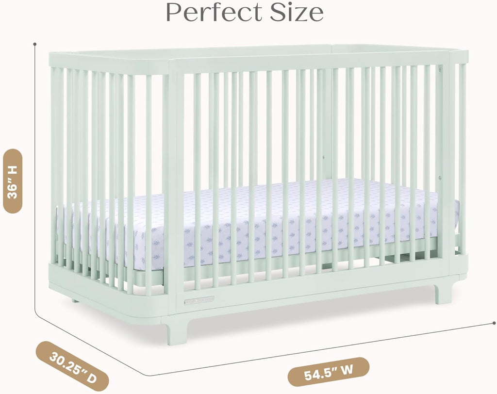 Delta Children Nest Crib and Dresser Nursery Furniture – 4-in-1 Convertible Crib | Forever 6 Drawer Dresser with Changing Top | Light Sage