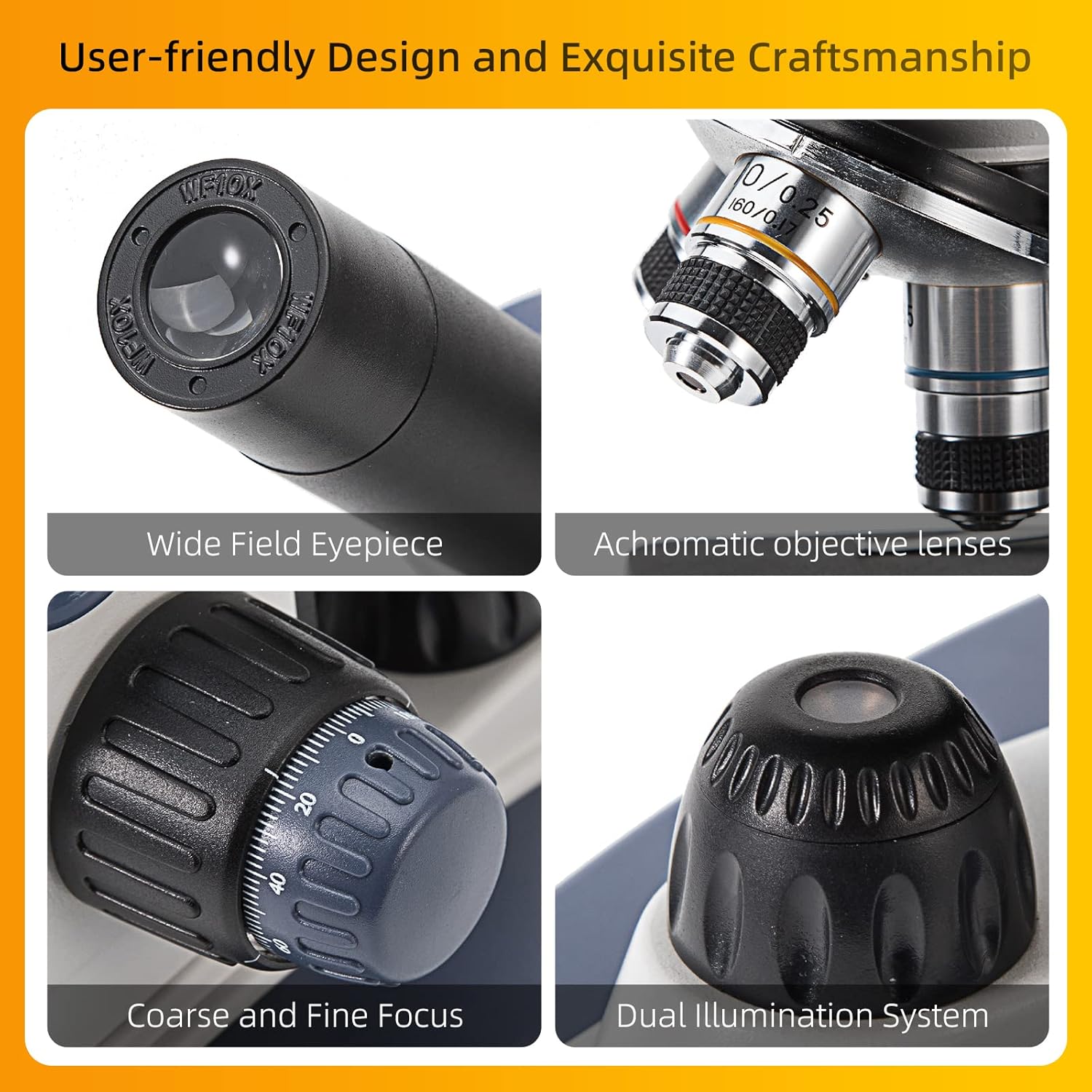 SWIFT Compound Monocular Microscope SW200DL with 40X-1000X Magnification, Dual Light, Precision Fine Focus, Wide-Field 25X Eyepiece and Cordless Capability for Student Beginner