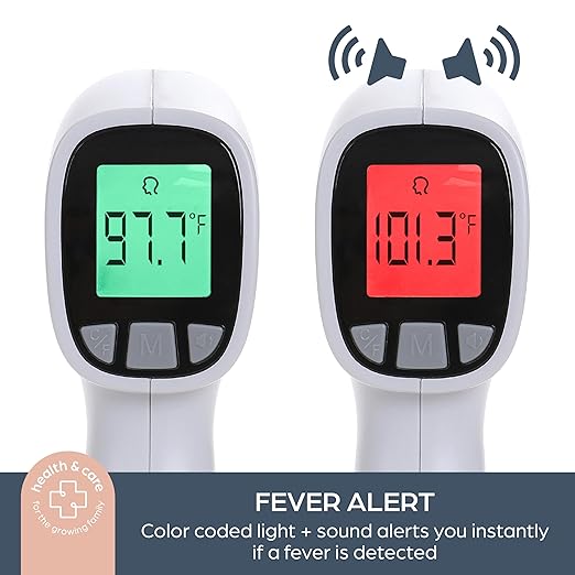 Dreambaby Infrared No Contact Baby Thermometer for Forehead - Digital Display, Fever Alert, Memory Stores 20 Readings, Includes Storage Bag, for Adults and Kids
