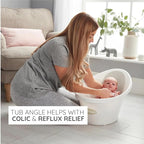 Shnuggle Newborn Bath Essentials Bundle | Baby Bath with Support Bump and Soft Backrest & Rinse Jug | Safe, Gentle, and Stylish Bathtime Set for Babies & Toddlers | White/Grey