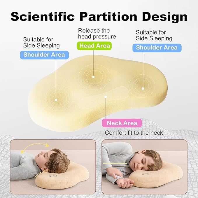 Reidio 1pc Toddler Silicone Pillow Breathable Toddler Pillow with Removable Cotton Pillowcase Kids Pillows for Sleeping Machine Washable (Rose, H1)