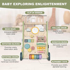 Wooden Baby Walker Wheels,Baby Push Walker for Babies 6-12 Months Montessori,Toddler Walker Push Toy Wooden Activity Walker for Baby Boy,Walking Toys for 1 Year Old Learning to Walk Girl Christmas