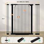 40.5" Extra Tall Baby Gate for Doorways, 32.6"-40.5" Extra Wide Pet Gate Pressure Mounted, Puppy Dog Gates Proof Indoor, No Drill Safety Child Gate, 1.37" Narrow Space Metal Black Gate