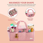 Large Diaper Caddy Organizer with Dividers - Baby Basket for Nursery and Changing Table - Portable Storage with Strong Handles for Diapers, Wipes and Newborn Essentials