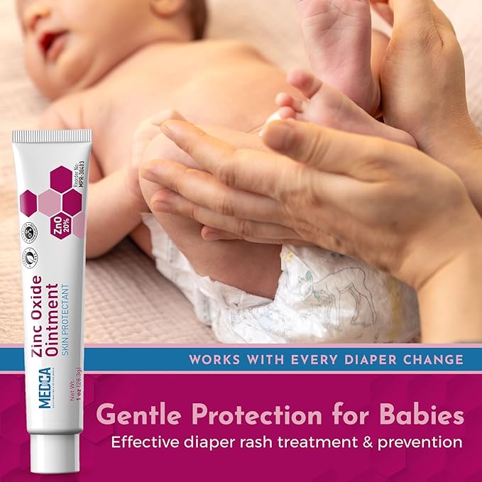 High-Potency 20% Zinc Oxide Ointment - (Pack of 24) Baby Diaper Rash Cream and Gentle Skin Protectant Barrier for Chafed Skin, Wetness Daily & Overnight Protection Soothing, Hypoallergenic, 1oz Tubes