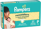 Pampers Baby Diapers - Swaddlers - Size P1, 27 Count, Ultra Absorbent Disposable Preemie Diaper