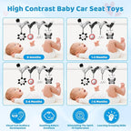 Car Seat Toys Hanging and Stroller Toys for Babies 0-6 Months，High Contrast Baby Toys for Newborn 0 3 Months Brain Development,Black and White Baby Toys for Crib Mobile，Infant Ideal Gift