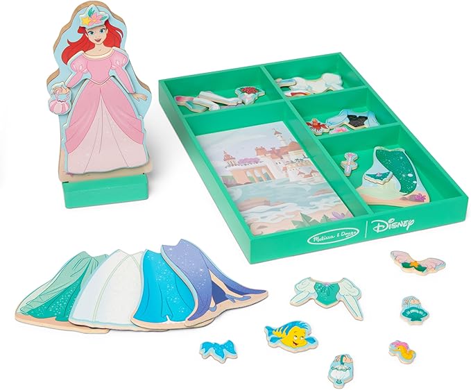Melissa & Doug Disney Princess Ariel Magnetic Dress-Up Wooden Doll Pretend Play Set (30+ Pieces)
