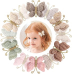 12 Pcs Butterfly Hair Bow Girl, Beige Kid's Cute Hair Clips Barrettes Accessories for Infants Toddlers Baby Kids Fine Hair