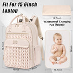 Diaper Bag Backpack,Stylish Baby Diaper Bag,Waterproof Travel Diaper Backpacks Baby Bags with Changing Pad,Stroller Straps,Insulated Pockets (Beige)