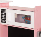 Large Wooden Corner Play Kitchen Sets with Ice Maker,Water Dispenser,Bread Maker,Washing Machine,Electronic Display,Toy Sink with Running Water,Stove with Light&Sounds, Birthday Gift for 3+ (Pink)