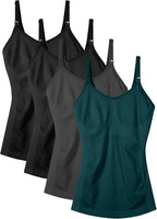 Women's Maternity Nursing Tank Tops with Built in Bra for Breastfeeding Camisoles Shirt 4Pack