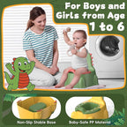 Potty Training Toilet Toddler Potty Chair Kids Boys Girls Dinosaur Animal Comfortable Potties Training Seat for Childrens Ages 1-3 Portable Baby Toilets with Lid Back Easy to Clean Potty Trainer