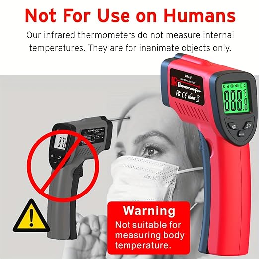 Digital Infrared Thermometer, Laser Temperature Gun -58℉～1022℉(-50℃～550℃) IR Thermometer Gun with Adjustable Emissivity, Temp Gun Thermometer for Cooking, BBQ, Oven & Engine (Not for Human Body Temp)