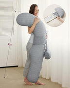 Momcozy Pregnancy Pillows, Original F Shaped, with Air Layer Cover, Grey