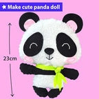 KRAFUN Panda Animal Sewing Kit for Kids Beginner My First Art & Craft, Includes Panda Doll Stuffed Animal, Instructions & Plush Felt Materials for Embroidery, Age 7 8 9 10 11 12