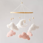 EERKEOD Baby Crib Mobile Bunny Nursery Mobile for Boys Girls Teddy Velvet Mobile Nursery Decor for Infant Bedroom Hanging Baby Mobile for Bassinet Newborn Baby Gift（Pink Clouds）