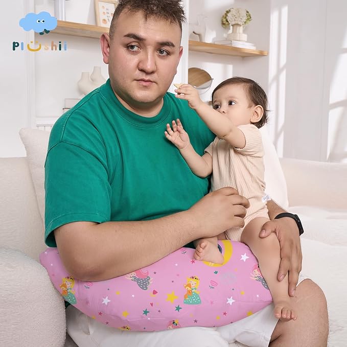 Plushii Nursing Pillow for Breastfeeding, Breathable Breast Feeding Pillow and Positioner with Removable Cover for More Support, Tummy Time and Bottle Feeding Support Pillow, Moon Fairy