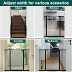 Fairy Baby 40.5" Extra Tall Baby Gate for Stairs, Fits Openings of 40.6" to 54.7" Wide, Extra Wide Dog Gate Indoor, Pressure Mounted Walk Thru Swing Auto Close Metal Puppy Barrier for Doorway, Black