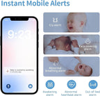 Smart Baby Monitor Contact-Free with Sleep & Breathing Tracking, 2K Secure Wi-Fi Video Camera Supporting Local Video Recording, AI Face Capture, Crying Alerts, Face Cover Alarm, Night Vision