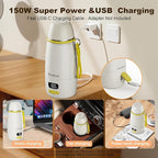 Portable Bottle Warmer for Travel, 212℉ Boil & 149℉ Pasteurization, 17.5oz Milk Warmer for Baby with Temp Control, 16000mAh Bottle Warmer On The Go, Portable Milk and Water Warmer