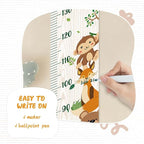 Personalized Name Kids Growth Chart Height Measuring Chart, Zoo Kids Growth & Measuring Chart in Inches, Fun & Stylish Height Tracker for Children, Growth Ruler, Hangable&Waterproof