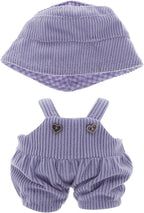 Etistta 6.7 inch Doll Clothes with Hat, Corduroy Bib Pants Overalls for 17cm Doll Accessories Outfits (Purple)