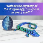 Articulated Dragon With Egg - 20" - Blue/Green With Blue Egg - 3D Printed Dragon With Egg - Fidget Dragon Egg & 3D Dragon - Toy Dragon Eggs With Figures - Fidget Toys