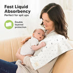 Organic Burp Cloths Baby Boy, Girl - 6-Pack Large Cotton Burping Cloths for Babies, Spit Up Rags, Super Absorbent, Ultra Soft Newborn Rag, Gender Neutral, Machine Washable, Durable (Nordic)