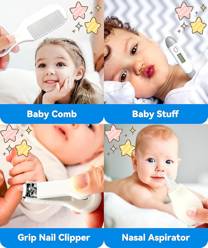 Baby Healthcare and Grooming Kit, Portable Baby Safety Care Set, Baby Essentials kit for Newborn (Grey White 20 in 1)