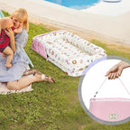 Baby Lounger for Newborn Portable Bag,Baby Nest Play Gym mat with Strap,Newborn Lounger Adjustable Size & Inner Zipper Lengthen Space to 24 Months(Pink Polka Dots)