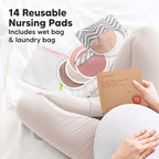 Organic Nursing Pads - 14 Washable Viscose Derived from Bamboo Breastfeeding Pads, Wash Bag, Reusable Breast Pads for Breastfeeding, Nipple Pads for Breastfeeding Essentials(Lovelle, L 4.8")