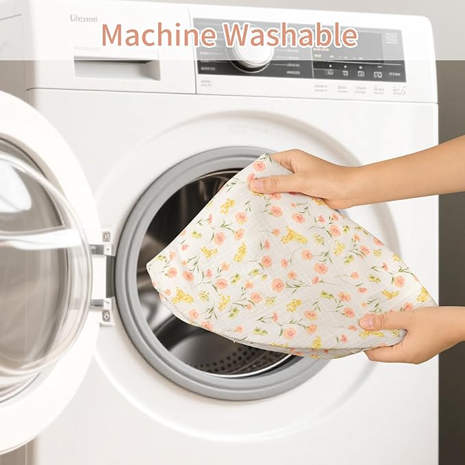 SWESEN Muslin Nursing Pillow Cover, Soft Removable Cover for Breastfeeding Pillows, Pillow Slipcover for Baby Boys and Girls, Comfortable & Breathable, Flower, Washable (Only Cover)