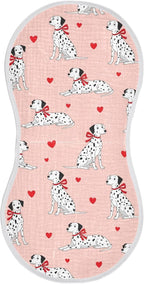 1 Pack Muslin Burp Cloths Cute Dogs Hearts Pink Cotton Baby Burp Cloths Ultra Absorbent Soft Thick Burping Cloth for Newborn Baby Boys Girls 22x11 Inch