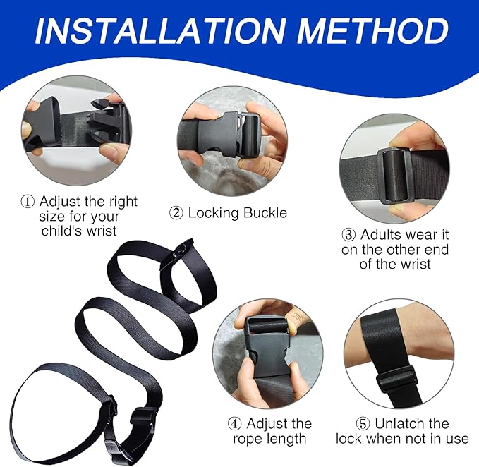 1PCS Anti lost wrist safety strap walking hand belt for; Escape Proof Wrist Leash with Adjustable Tether and Lock Buckle, For Autism, ADHD, Special Needs Child