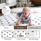 Yay Mats Stylish Extra Large Baby Play Mat. Soft, Thick, Non-Toxic Foam Covers 6 ft x 4 ft. Expandable Tiles with Edges Infants and Kids Playmat Tummy Time Mat (Brooklyn Cross White)