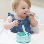 Bella Tunno Silicone Suction Bowl & Spoons for Toddlers & Babies, Food Grade BPA Free Silicone, Non Slip Base, Microwave & Dishwasher Safe, Ideal Baby-Led Weaning Bowl, Miss Mess/Love First Bite
