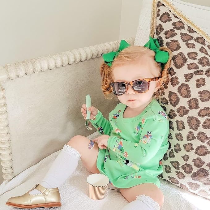 Wee Ones Girls' Plain Wrap Classic Grosgrain Hair Bows on a WeeStay No-Slip Hair Clip, Handmade, Small, Green