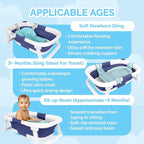 BEBELEH™ Collapsible Baby Bathtub with Thermometer – Bathtub + Baby tub Sling + Newborn Sling – Baby Bathtub Newborn to Toddler 0-24 Months – The Ultimate Baby Bath tub! (with Thermometer,Blue)