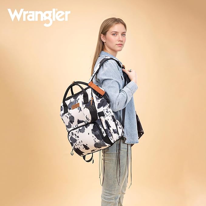 Wrangler Diaper Bag Backpacks Western Backpack Purses Multi-function Baby Bags for Mom with Waterproof Changing Pad & Pacifier Case
